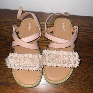 Cat & Jack Blush Sandals with Floral and Pearl Design